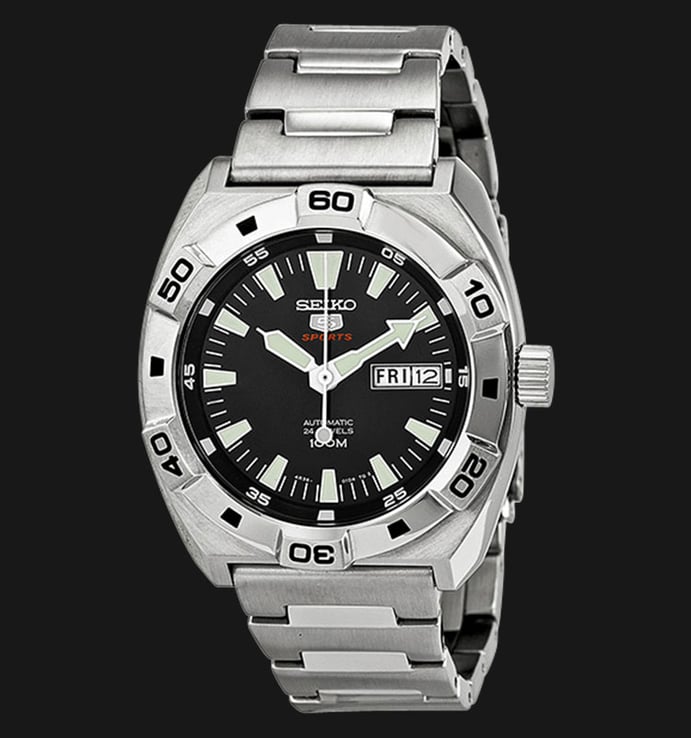 Seiko 5 Sports SRP281K1 Automatic Black Dial Stainless Steel Strap