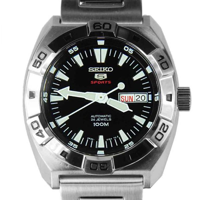 Seiko 5 Sports SRP281K1 Automatic Black Dial Stainless Steel Strap