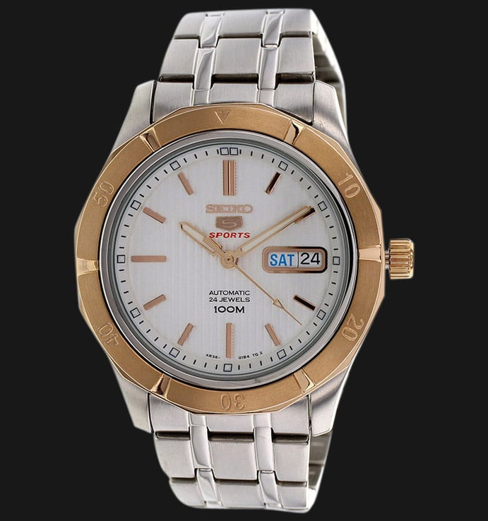 Seiko 5 Sports SRP292K1 Automatic White Patterned Dial Stainless Steel