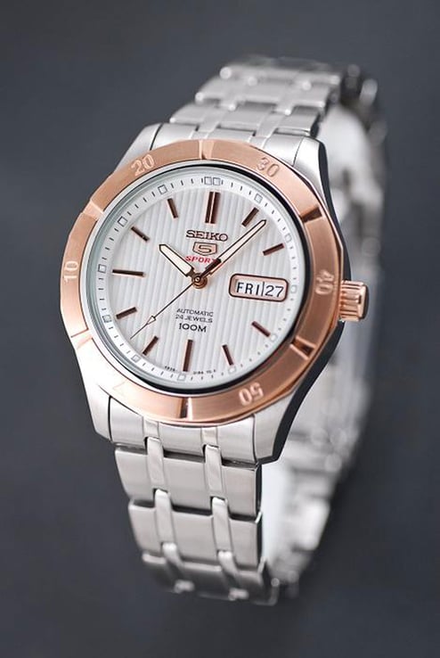 Seiko 5 Sports SRP292K1 Automatic White Patterned Dial Stainless Steel