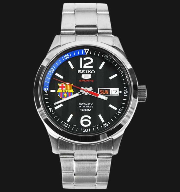 Seiko 5 Sports SRP301K1 Barcelona Automatic Black Dial Stainless Steel Strap