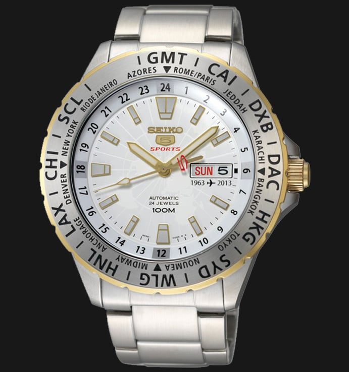 Seiko 5 Sports SRP438K1 Automatic White Dial Stainless Steel