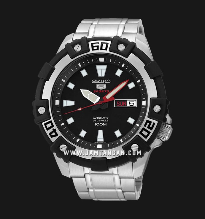 Seiko 5 Sports SRP471K1 Automatic Black Dial Stainless Steel Strap