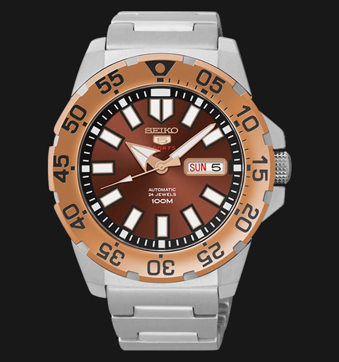 Seiko 5 Sports SRP488K1 Automatic Brown Dial Stainless Steel
