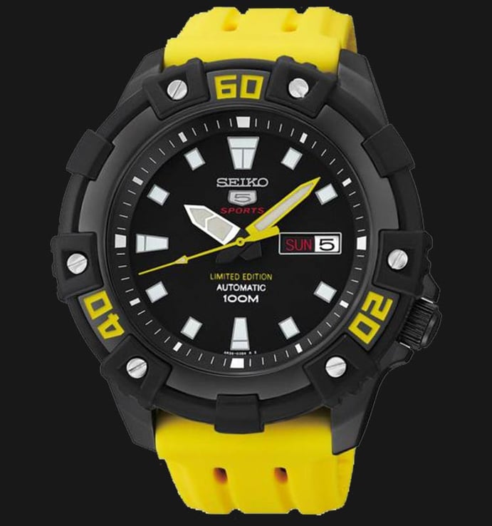 Seiko 5 Sports SRP509K1 Automatic Black Dial Yellow Rubber Strap LIMITED EDITION