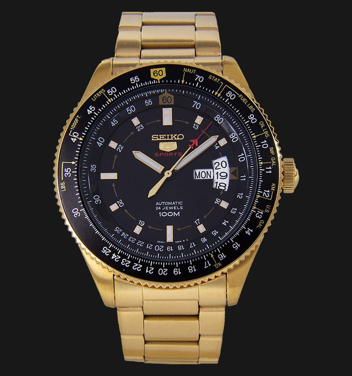 Seiko 5 Sports SRP618K1 Automatic Pilot Gold Tone Stainless Steel