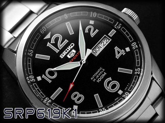 Seiko 5 Sports SRP619K1 Automatic Black Dial Stainless Steel Bracelet