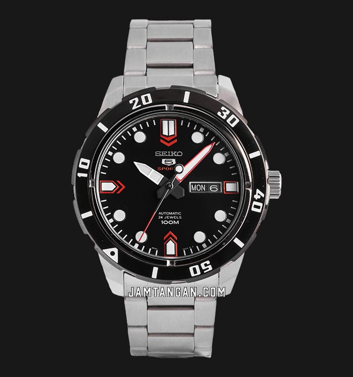 Seiko 5 Sports SRP673K1 Automatic Black Dial Stainless Steel Strap