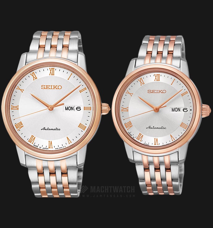 Seiko Presage SRP696J1_SRP882J1 Automatic Couple Silver Dial Dual Tone Stainless Steel Strap