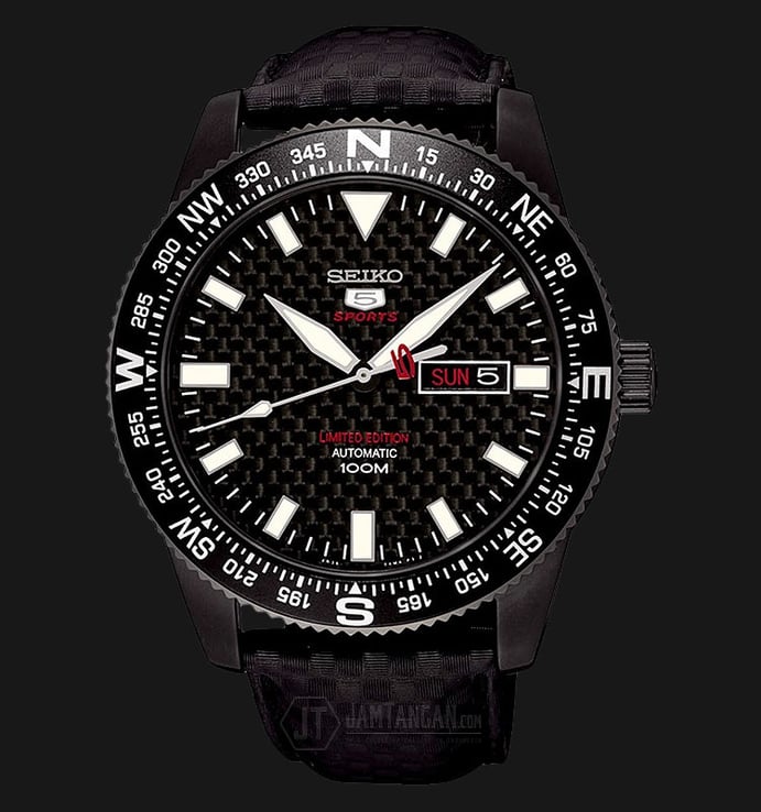 Seiko 5 Sports SRP719K1 Automatic Black Dial Black Leather Strap Limited Edition