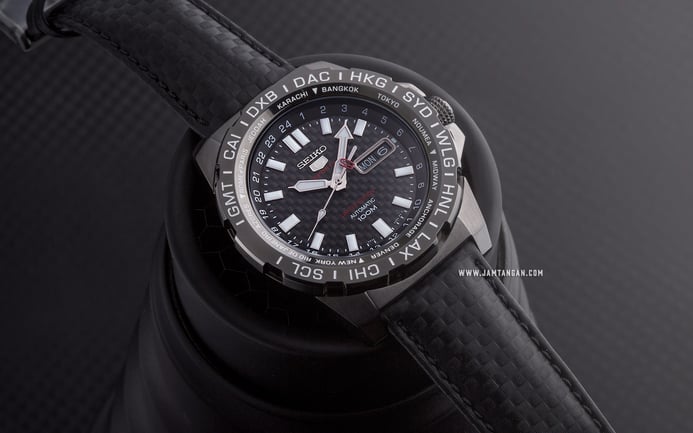 Seiko 5 Sports SRP723K1 Automatic Black Dial Black Leather Strap LIMITED EDITION