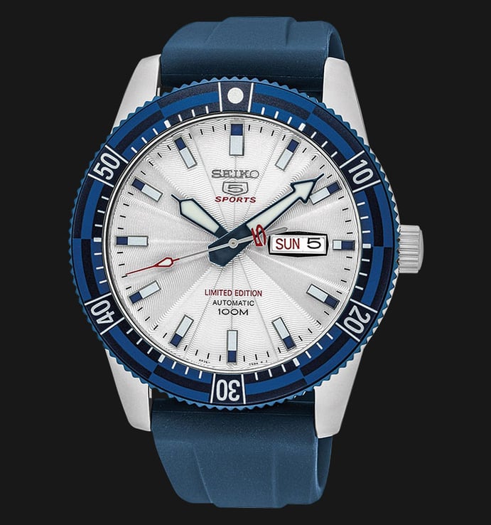 Seiko 5 Sports SRP781K1 Automatic White Dial Blue Rubber Strap Limited Edition