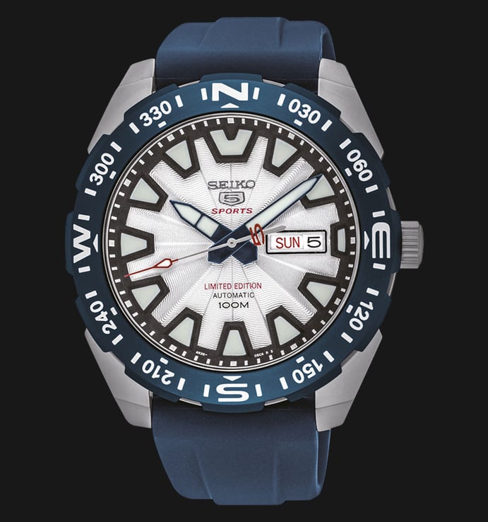 Seiko 5 Sports SRP783K1 Automatic White Dial Blue Rubber Strap Limited Edition