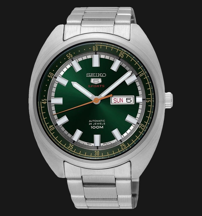 Seiko 5 Sports SRPB13K1 Turtle Automatic Green Dial Stainless Steel Strap