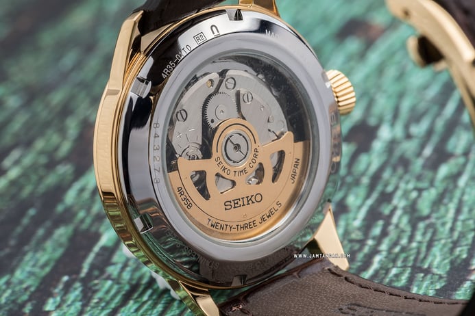 Seiko Presage SRPB44J1 Margarita Cocktail Automatic Champagne Texture Dial Brown Leather Strap
