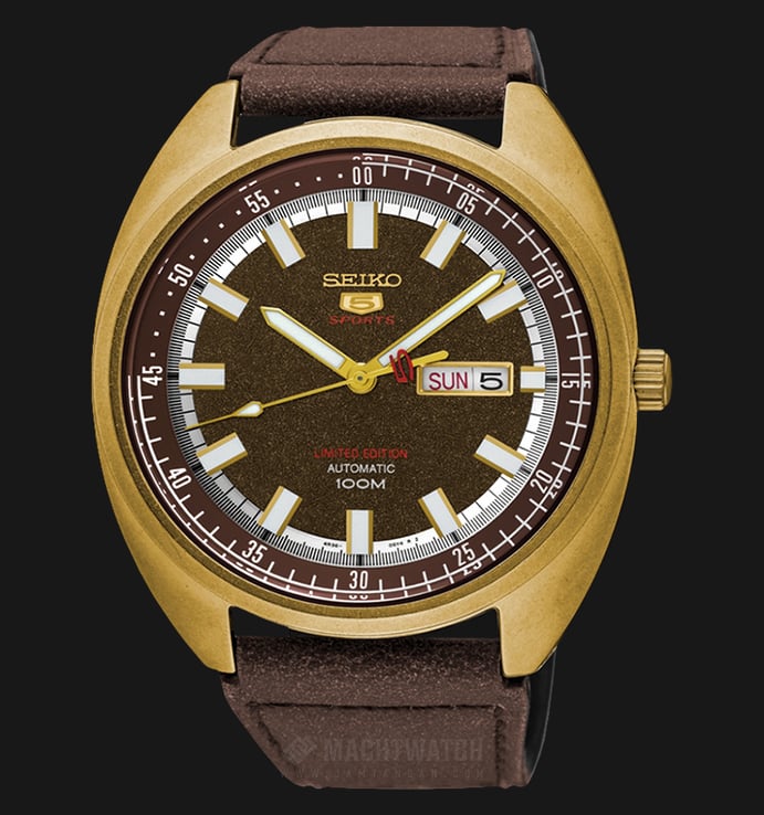 Seiko 5 Sports SRPB74K1 Turtle Automatic Brown Dial Brown Leather Strap LIMITED EDITION