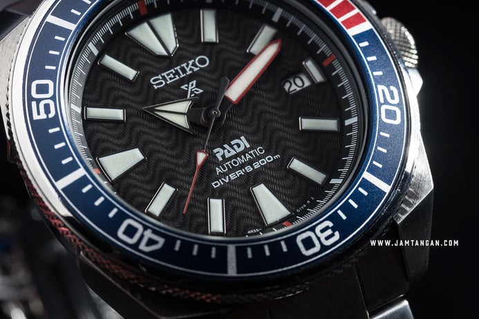 Seiko Prospex SRPB99K1 Samurai PADI Black Pattern Dial Stainless Steel Strap Special Edition