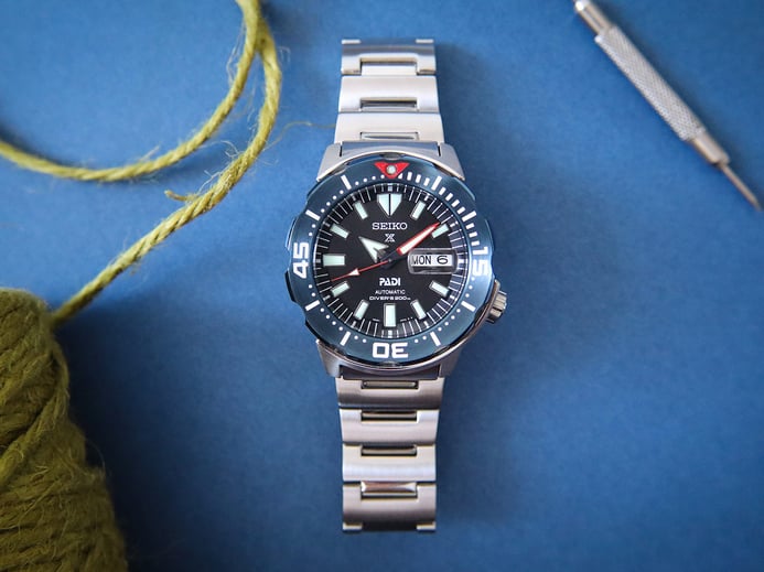 Seiko Prospex SRPE27K1 Monster PADI Black Dial Stainless Steel Strap Special Edition