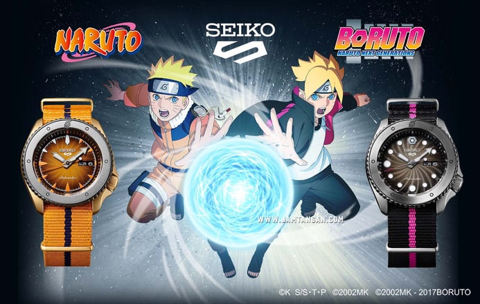 Seiko 5 Sports SRPF69K1 Naruto & Boruto Sasuke Uchiha Model Dual Tone Nylon Strap Limited Edition