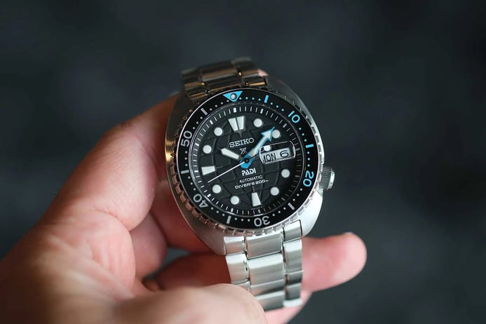 Seiko Prospex SRPG19K1 King Turtle PADI Edition Automatic Divers 200M Black Dial Stainless Steel