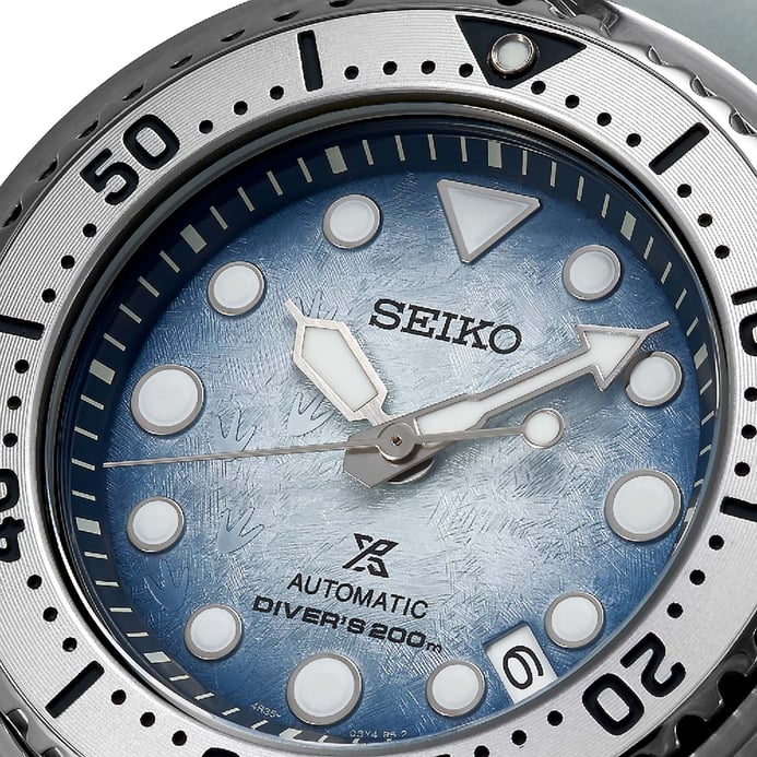 Seiko Prospex SRPG59K1 Save The Ocean Penguin Baby Tuna Automatic Divers 200M White Rubber Strap
