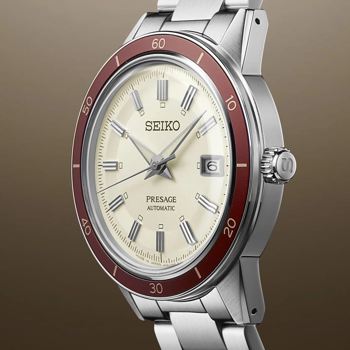 Seiko Presage SRPH93J1 Style 60S Automatic Beige Dial Stainless Steel Strap