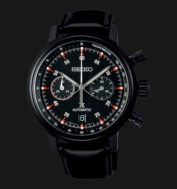 Seiko Prospex SRQ045J1 Winter Speedtimer Chronograph Black Dial Black Leather Strap Limited Edition