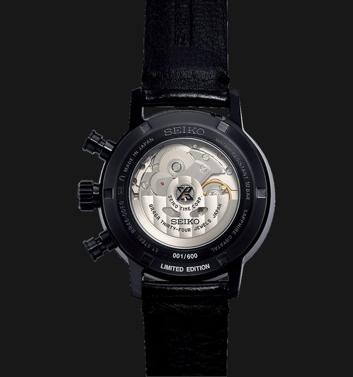 Seiko Prospex SRQ045J1 Winter Speedtimer Chronograph Black Dial Black Leather Strap Limited Edition