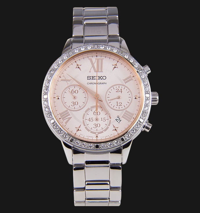 Seiko Chronograph SRW846P1 Pink Dial Stainless Steel Bracelet