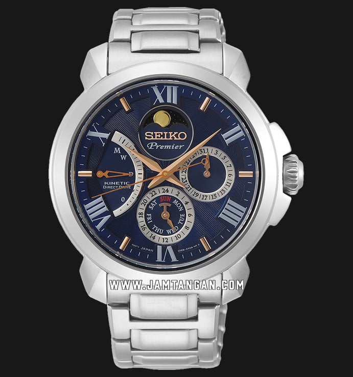 Seiko Premier SRX017P1 Kinetic Direct Drive Blue Dial Stainless Steel Strap