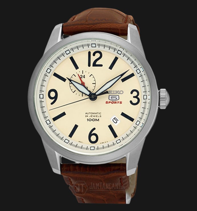 Seiko 5 Sports SSA295K1 Automatic 24J Beige Dial Brown Leather 100M