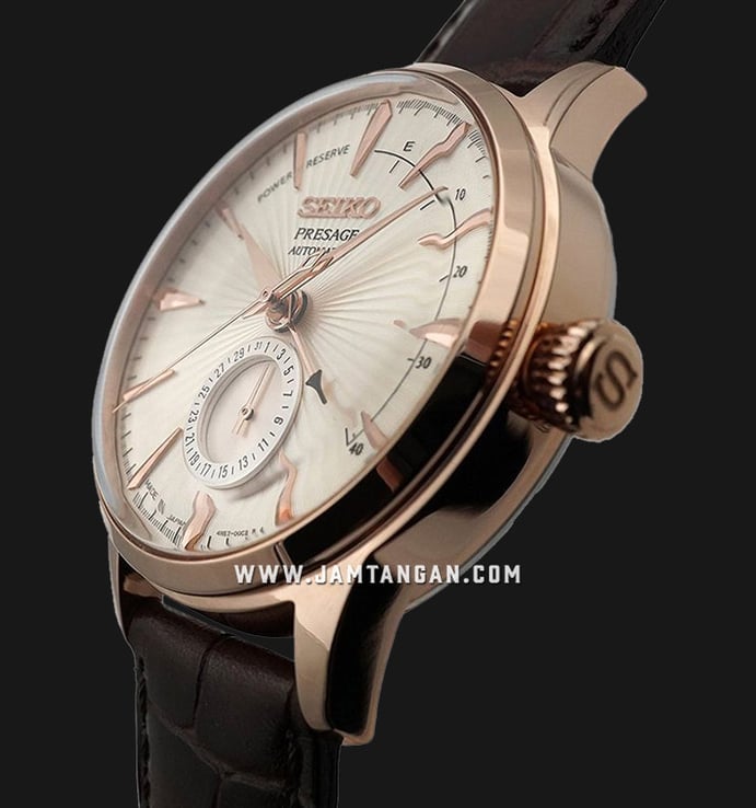 Seiko Presage SSA346J1 Sidecar Cocktail Automatic Champagne Texture Dial Brown Leather Strap