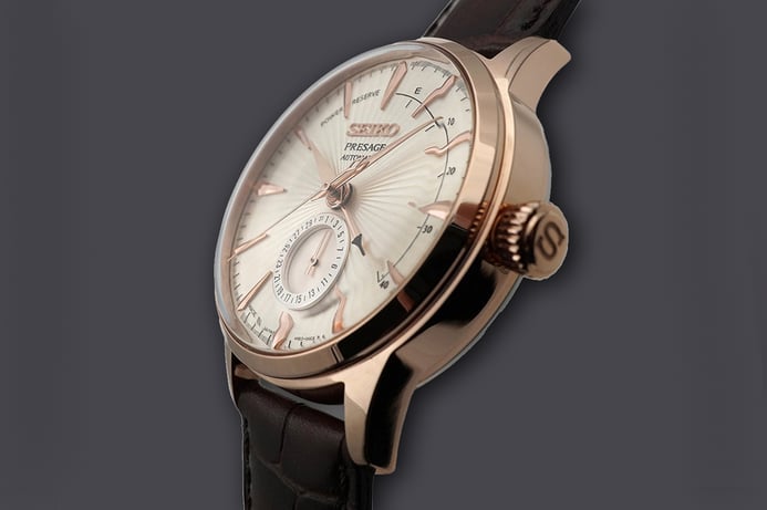 Seiko Presage SSA346J1 Sidecar Cocktail Automatic Champagne Texture Dial Brown Leather Strap