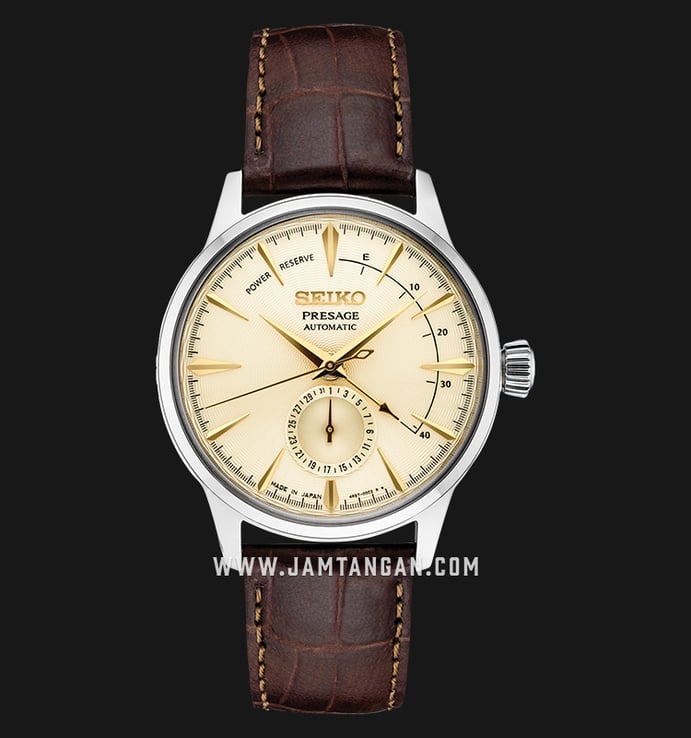 Seiko Presage SSA387J1 Cocktail Golden Champagne Automatic Light Gold Dial Brown Leather Strap