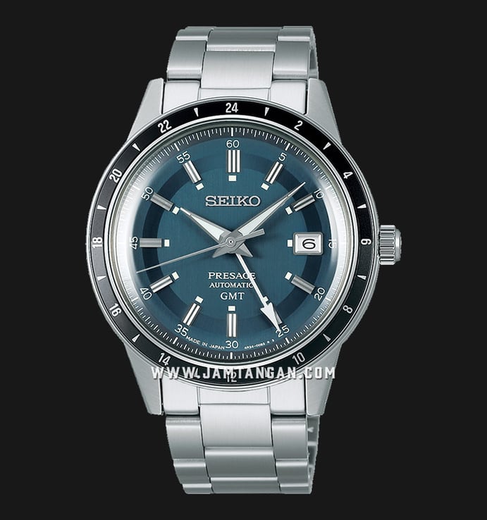 Seiko Presage SSK009J1 Style 60s Automatic GMT Blue Dial Stainless Steel Strap