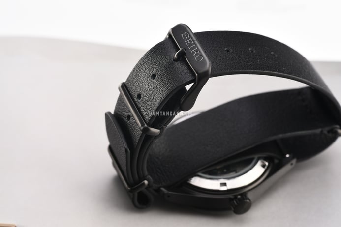 Seiko 5 Sports SSK025K1 GMT Field Street Style Deception Black Dial Black Leather Strap