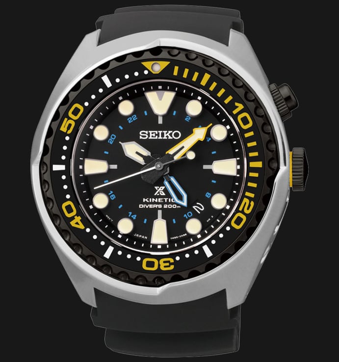 Seiko Prospex SUN021P1 Kinetic GMT Divers 200M Stainless Steel Case