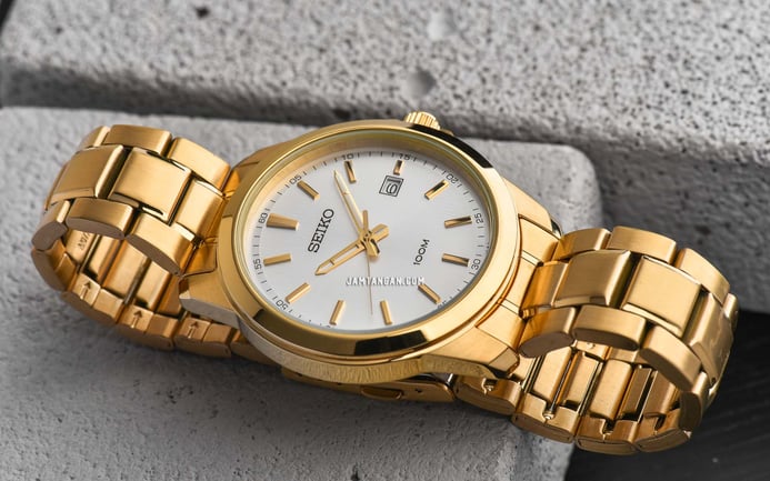 Seiko Classic SUR158P1 Silver Dial Gold Tone Stainless Steel Strap
