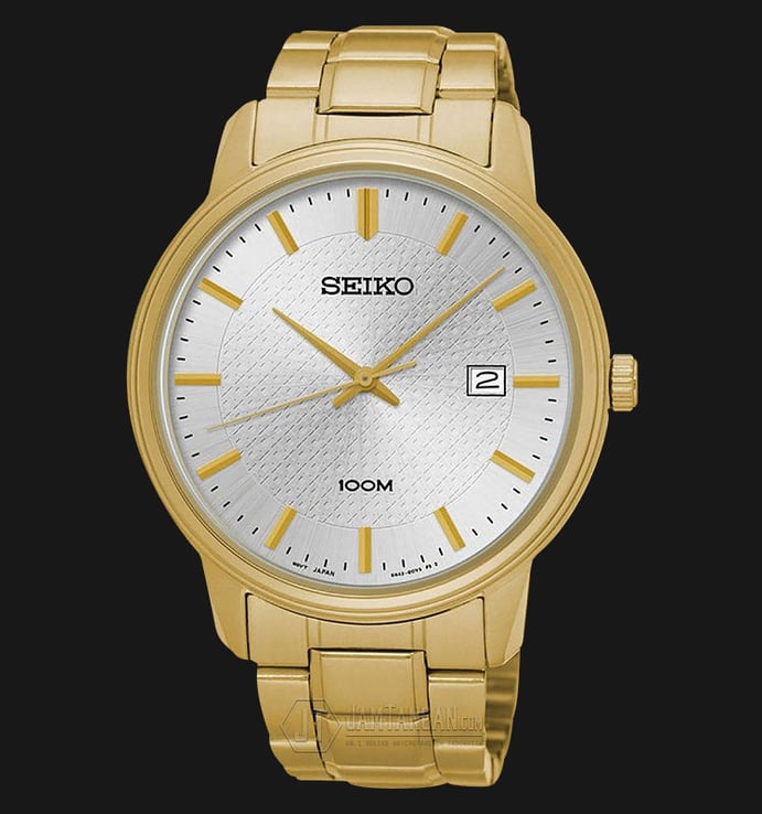 Seiko Classic SUR198P1 Silver Dial Gold Tone Stainless Steel Strap