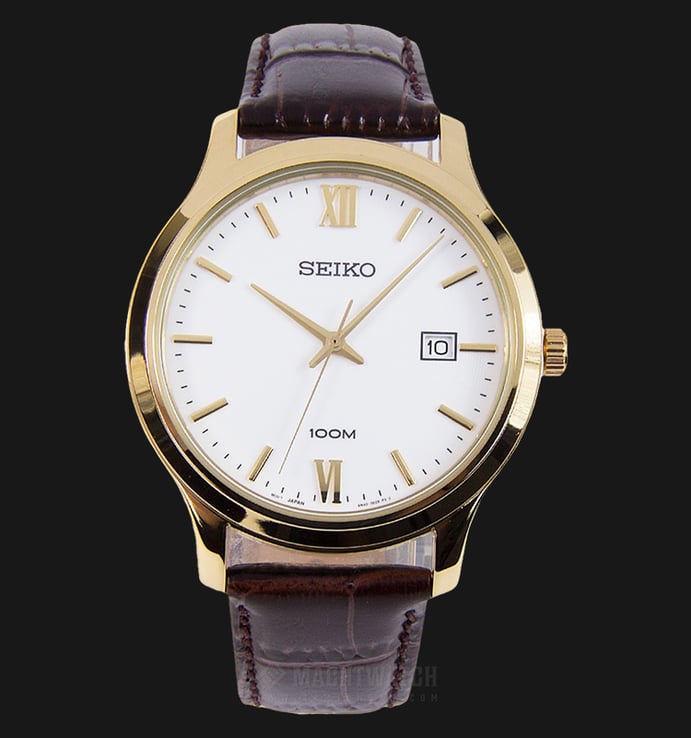 Seiko Neo Classic SUR226P1 Quartz White Dial Brown Leather Strap