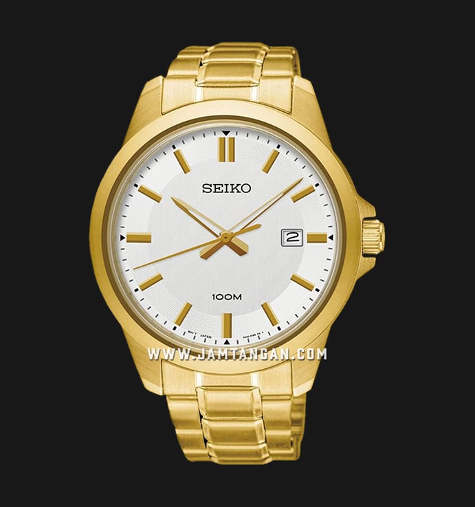 Seiko Classic SUR248P1 White Dial Gold Stainless Steel Strap