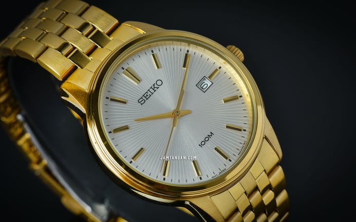 Seiko Classic SUR264P1 Neo Silver Dial Gold Stainless Steel Strap