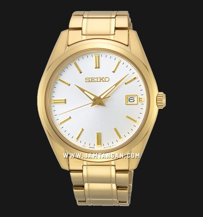 Seiko Classic SUR314P1 Discover More White Dial Gold Stainless Steel Strap