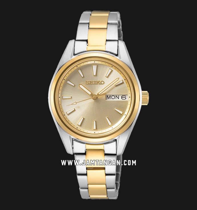Seiko Classic SUR354P1 Gold Dial Dual Tone Stainless Steel Strap
