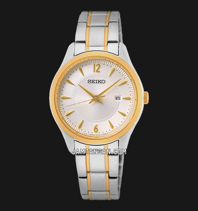 Seiko Ladies SUR474P1 Discover More Silver Dial Dual Tone Stainless Steel Strap