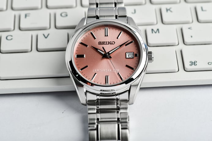 Seiko Classic SUR523P1 Discover More Pink Salmon Dial Stainless Steel Strap