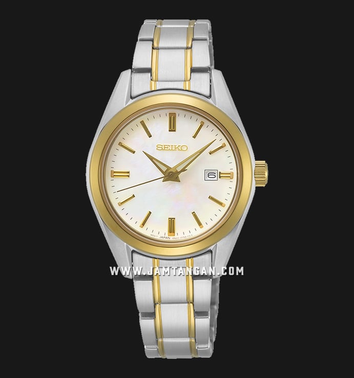 Seiko Classic SUR636P1 Ladies Mother Of Pearl Dial Dual Tone Stainless Steel Strap