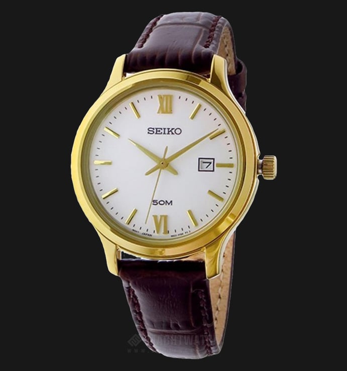 Seiko Neo Classic SUR702P1 Quartz Silver Dial Brown Leather Strap