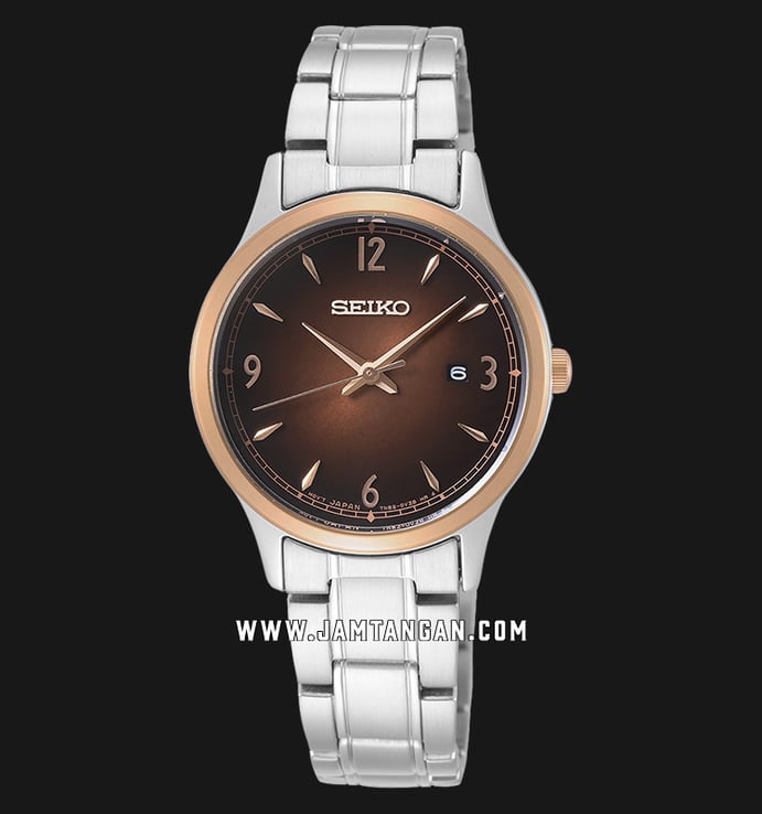 Seiko Classic SXDH02P1 Discover More Ladies Brown Dial Stainless Steel Strap