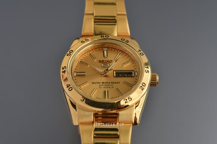 Seiko 5 Sports SYMG44K1 Automatic Gold Dial Gold Stainless Steel Strap